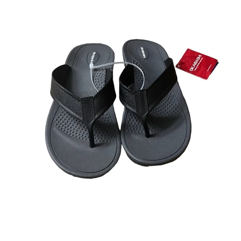 OKBASHI Black Surf Flip Flop Sandals Vegan Men’s Size XL Made in USA -- NWT